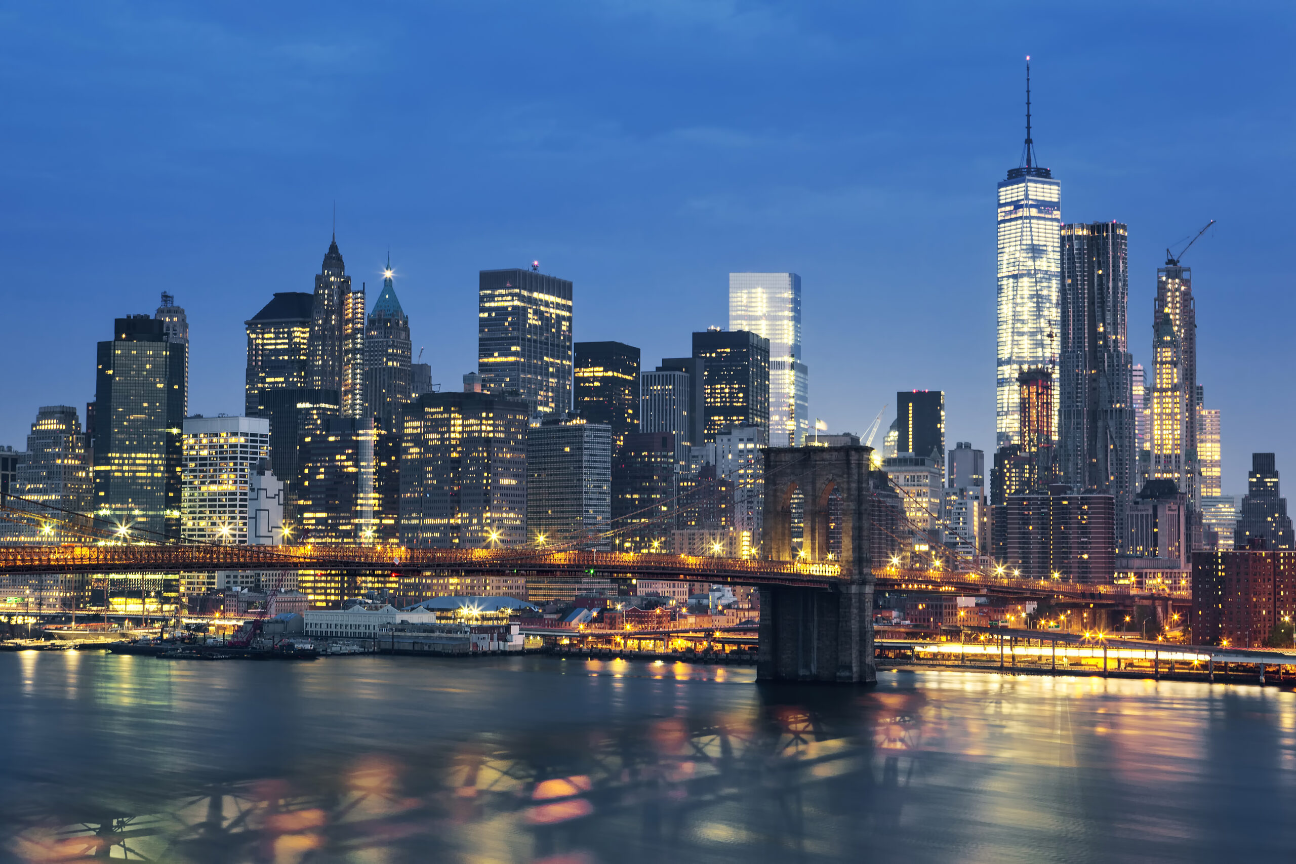 New York City Manhattan midtown at dusk